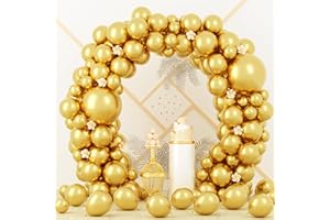 Voircoloria 90pack Metallic Gold Balloons Different Size 18/12/10/5 Inch Chrome Gold Balloon Garland Arch Kit for Wedding, New Year, Birthday, Graduation, Bridal Shower, Baby Shower Decorations