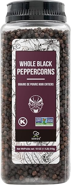 SOEOS BLACK PEPPERCORNS, 18OZ (PACK OF 1), NON-GMO,...