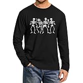 Mainfini Men's Halloween T-Shirt Skeleton Jack O' Lantern Cotton Shirts | Halloween,Spooky,Funny,Novelty,Casual,100% Cotton,Soft,Breathable,Gentle,Durable,Pumpkin Face,Skeleton,Jack O' Latern,S-3XL