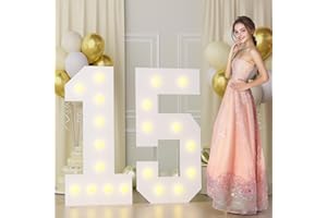 Bugame 4FT 15 Marquee Numbers, Big 15 Light Up Numbers for 15th Birthday Decorations Warm Light Quinceanera Decorations for Anniversary Party Decor