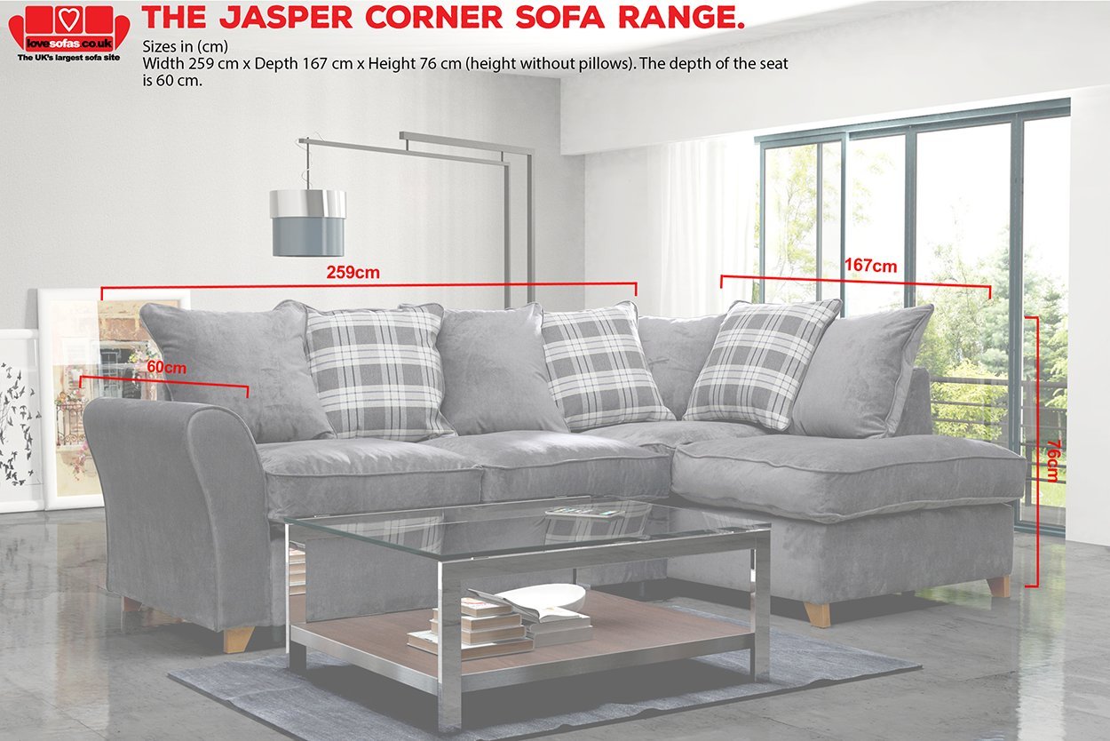 Lovesofas Jasper Fabric Corner Sofa Scatter Cushions Charcoal Dark