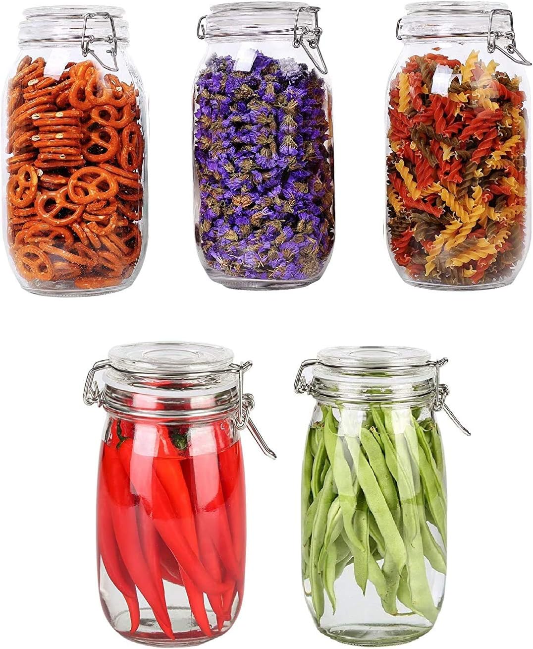 SEAFRONT Airtight Glass Container with Lids 1800 Ml Food Storage Jar