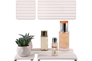 Set of 4 Bathroom Vanity Tray, Quick-Dry Diatomite KitchenTrays with Non-Slip Pads | Water Absorbing Stone Used for Soap, Spo