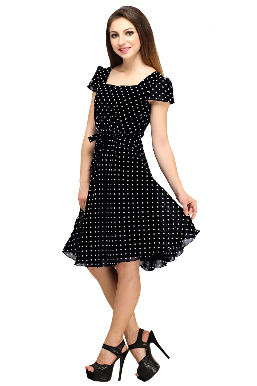 colorfuel women's georgette dress (black)