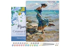 Figured'Art Paint by Numbers for Adults with Frame Feet in Water During Summer 16"x20" - Craft Art Painting DIY Kit Canvas Already Stretched on a Wooden Frame