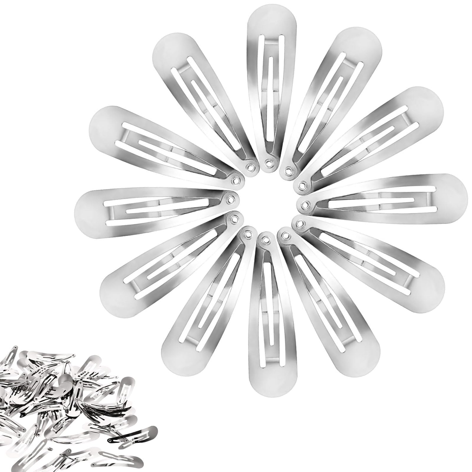50 Pack Snap Hair Clips Hair Barrettes for Kids, Girls and Women, 50 mm (Silver) hair clips snap
