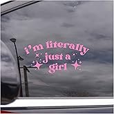 JANES I'm Literally Just A Girl Decal, Coquette Aesthetic UV DTF Transfer Car Decal, Car Window Stickers, Girly Pink Bow Car Decals for Truck Window, Trendy Car Decals for Boys Girls Women Man