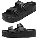 Haifago Women's Platform Sandals with Arch Support, Summer Beach Slides Adjustable Buckle Comfortable Lightweight EVA Slip on Slide