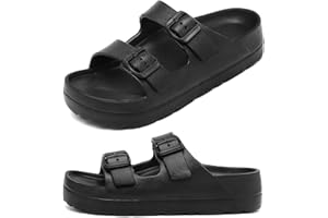 Haifago Women's Platform Sandals with Arch Support, Summer Beach Slides Adjustable Buckle Comfortable Lightweight EVA Slip on Slide