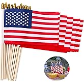 12Pcs 8x12 Inch Small American Flags on Stick, US Wood Stick Flags with Kid-safe Spear Top, American Flags for Outside 8x12″ Memorial Day, 4th of July Independence Day Decorations Veterans Parades