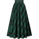 Scarlet Darkness Victorian Skirts for Women Plaid Maxi High Waist Long Skirt