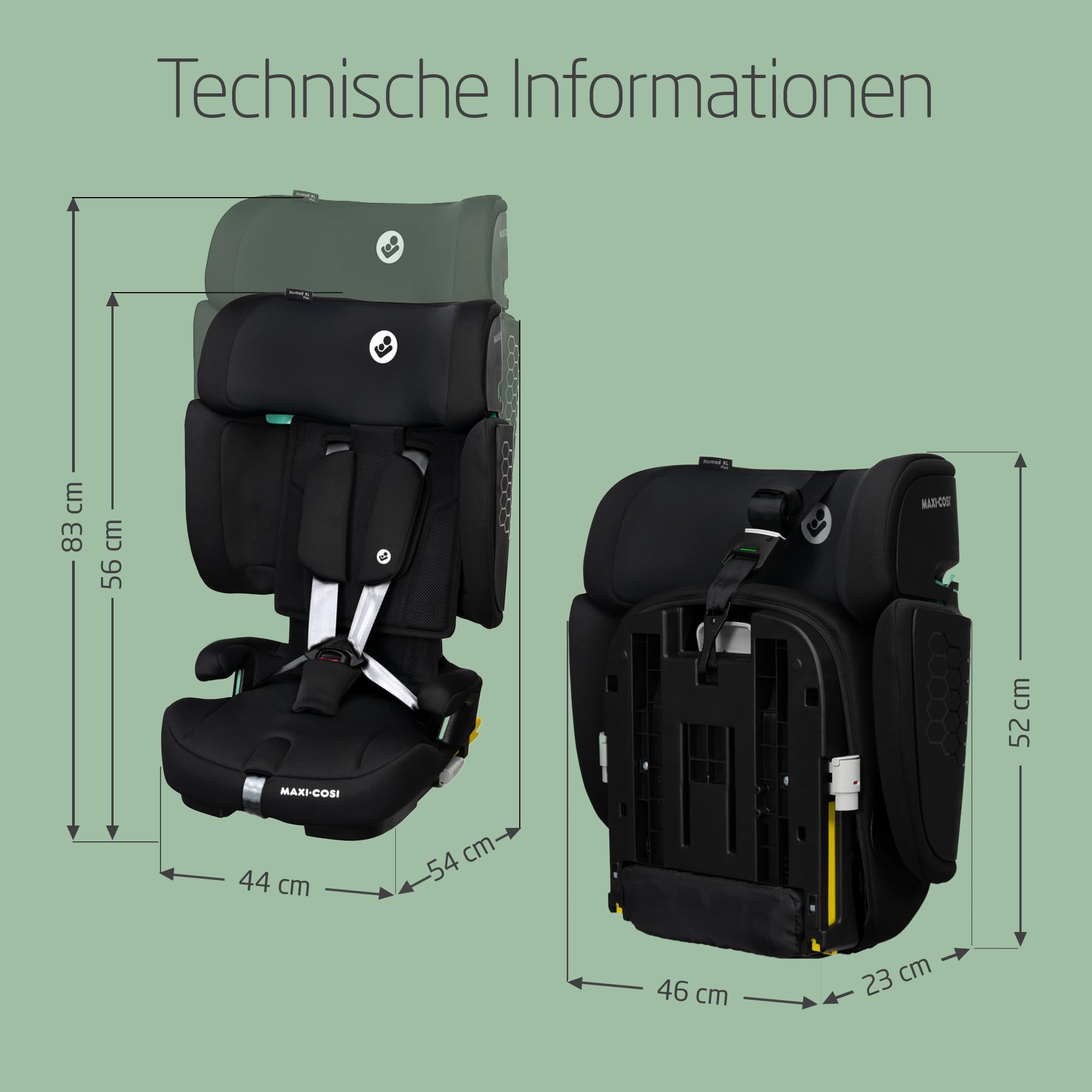 Maxi-Cosi Nomad XL Plus, Mitwachsender Kindersitz 9-36kg, 15 Monate - 12 Jahre, 76-150cm, Klappbarer Kinderautositz, Ultrakompakt & Leicht, G-CELL Seitenaufprallschutz, Reisetasche, Authentic Black 8