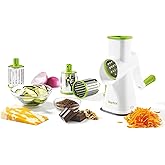 Starfrit Rotary Drum Grater - 4 Interchangeable Stainless Steel Drums - Slicing, Coarse and Fine Grating, Ice Shaving - Great