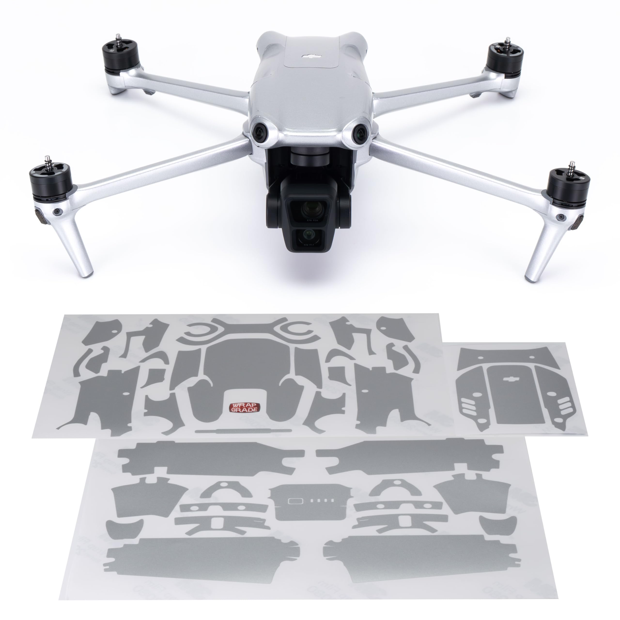 WRAPGRADE Skin Stickers compatible with DJI Air 3 | Full Wrap Set (AIRFORCE SILVER)