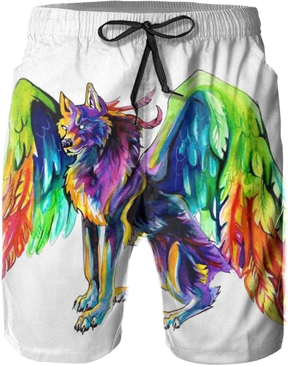Amazon Co Jp 翼のあるオオカミ ショートパンツ メンズ 夏 ビーチ パンツ ファッション 余暇 ハーフパンツ 人気の アクティブ ショートパンツ 服 ファッション小物