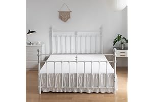 TSUTOMI Tufted Bed Skirt Twin Size, Ruffled Bed Skirt with Split Corners, Bed Skirt 14 Inch Drop,Boho Full Size Bed Skirt Soft Embroidery Design, Bed Skirt Twin Size