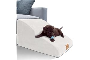 Topmart High Density Extended Foam Dog Ramp&Steps 2 Tiers,11.8" High,Non-Slip Dog Stairs,Soft Foam Pet Ladder with Waterproof Cover,Best for Injured,Older Cats,Pets with Joint Pain