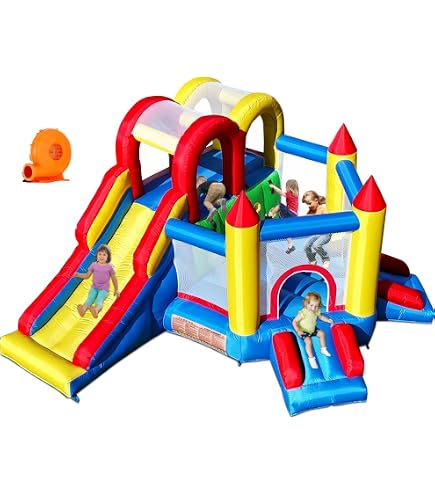 Château Gonflable Dinosaure Avec Toboggan – Maison De Saut Géante 382x375x254 Cm – Inclut Souffleur Et Accessoires