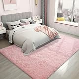 Aspire Homeware Pink Area Rug 160x230cm Non Slip Fluffy Shaggy