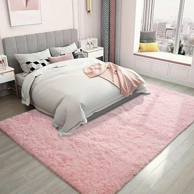 Aspire Homeware Pink Area Rug 160x230cm Non Slip Fluffy Shaggy