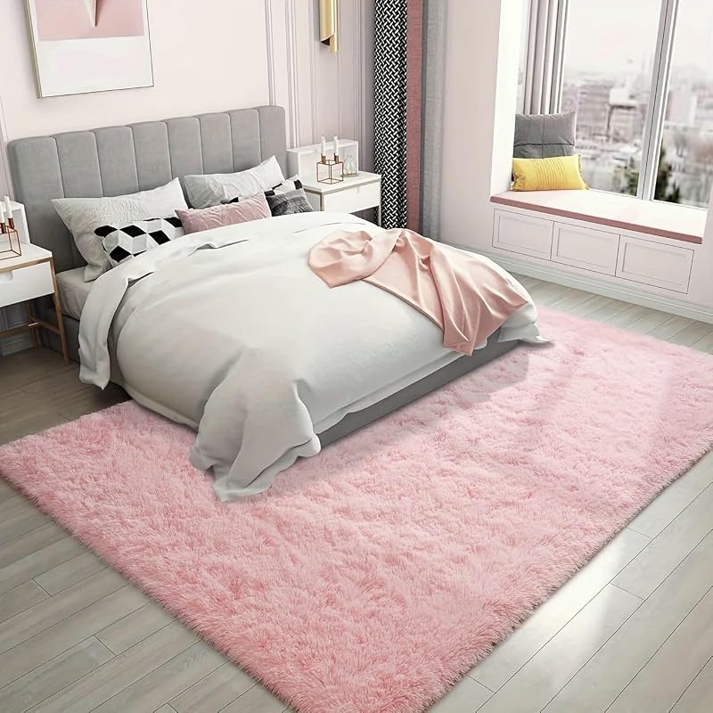 Aspire Homeware Pink Area Rug 160x230cm Non Slip Fluffy Shaggy