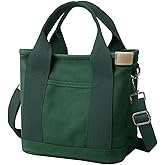 Canvas Tote Bag for Women,Small Totes Bags with Zipper Crossbody Purse with Pockets Large Shoulder Handbag,2 Sizes