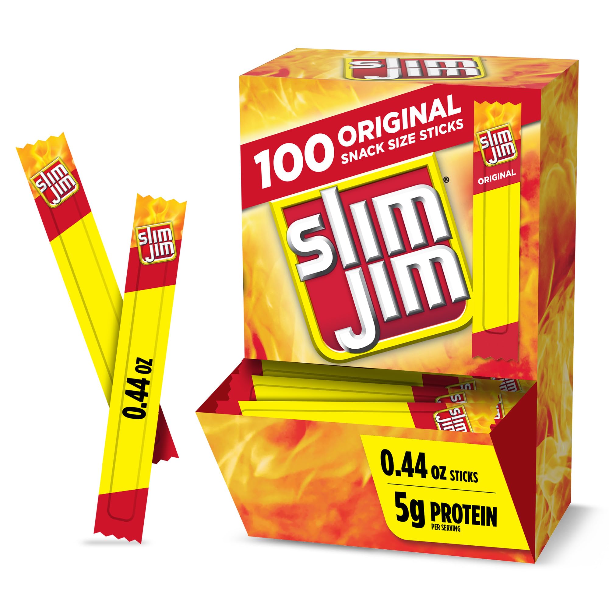 Photo 1 of * Feb 11, 2026* Slim Jim Smoked Meat Sticks, Original Flavor, 2g Protein Per Stick, Snack Size, 0.44 oz. (100 Count)