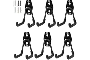 SINCHEEWAY Heavy Duty Wall Mount Hangers, Steel U Hook Tool Organizer (6, Black)