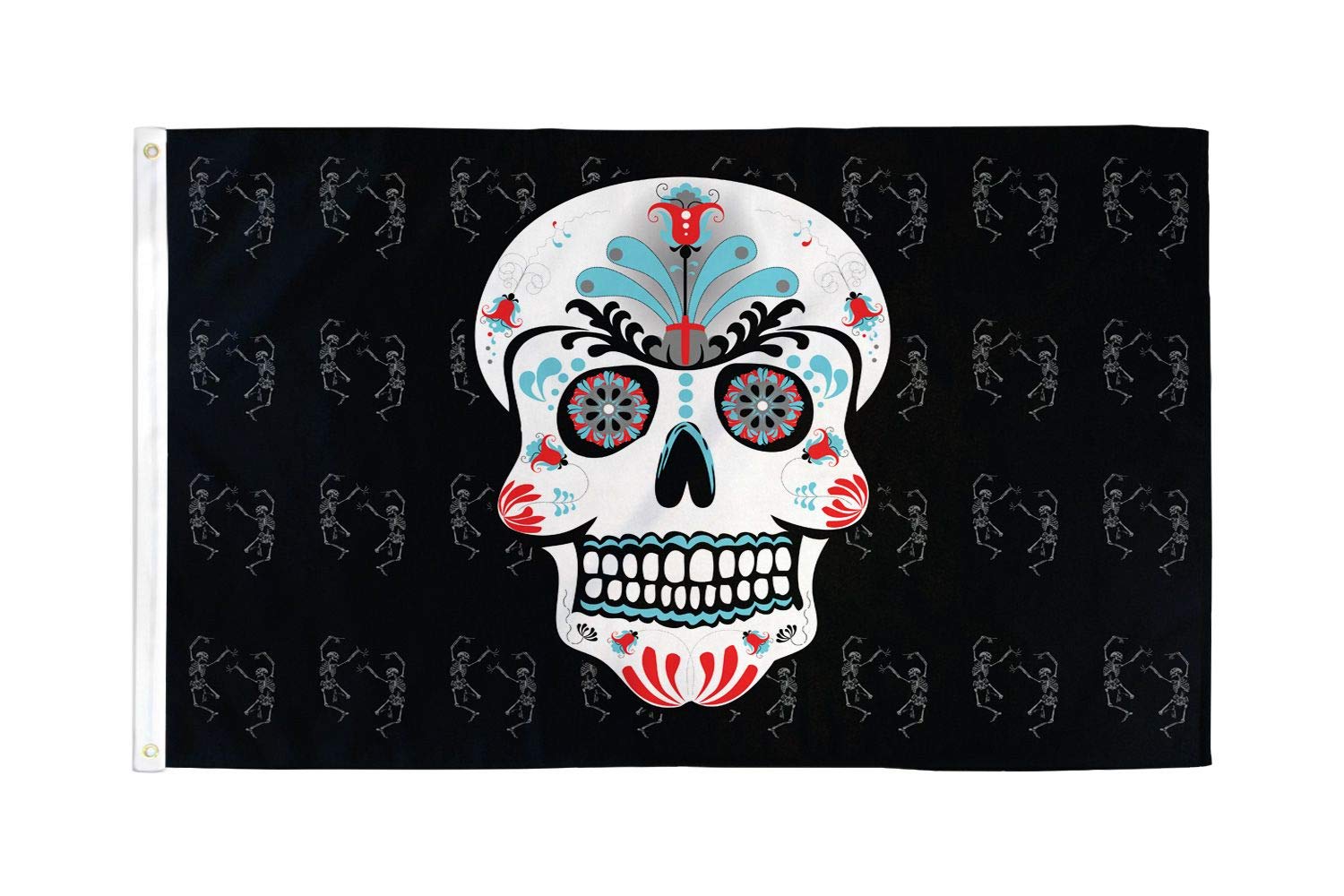AZ FLAG - Sugar Skull Pirate Flag - 3x5 Ft - 100D Polyester Skull Pirates Banner with Two Metal Grommets - Fade Resistant - Vivid Colors - 3' x 5' Feet - 150x90 Cm