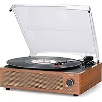Vinyl Record Player with Speaker Vintage Turntable for Vinyl Records, Belt-Driven Turntable Support 3-Speed, USB Playback, He