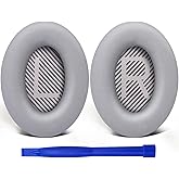SoloWIT Replacement Earpads for Bose QC35/QC35 II Over-Ear Headphones, Softer Leather, Noise Isolation Foam - PL Silver