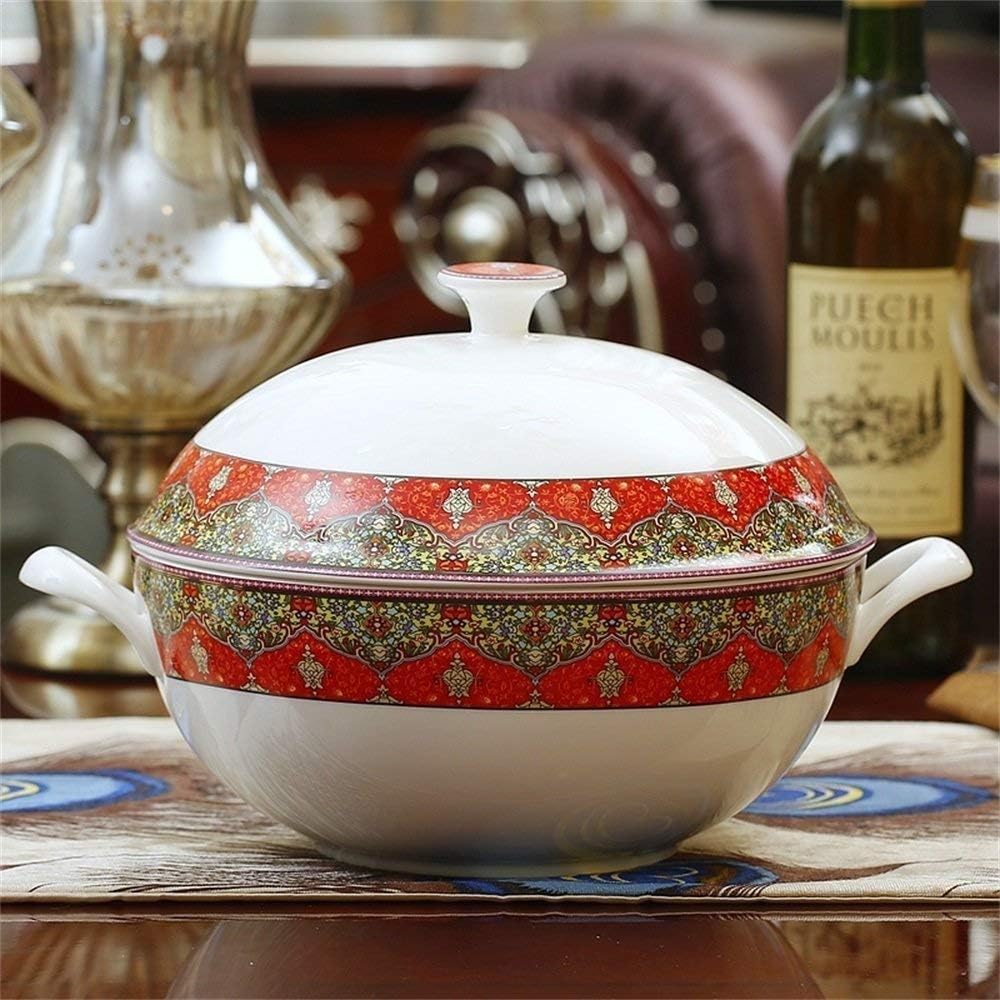 Dinner 1 Inches Ethnic HandPainted Instant Noodle Bowl With Lid