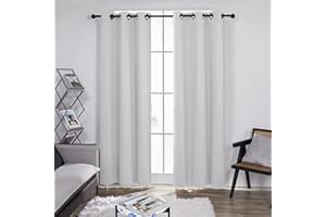 Deconovo Silver Grey Blackout Curtains for Bedroom, Grommet Thermal Insulated Room Darkening Curtains for Living Room 42 x 10