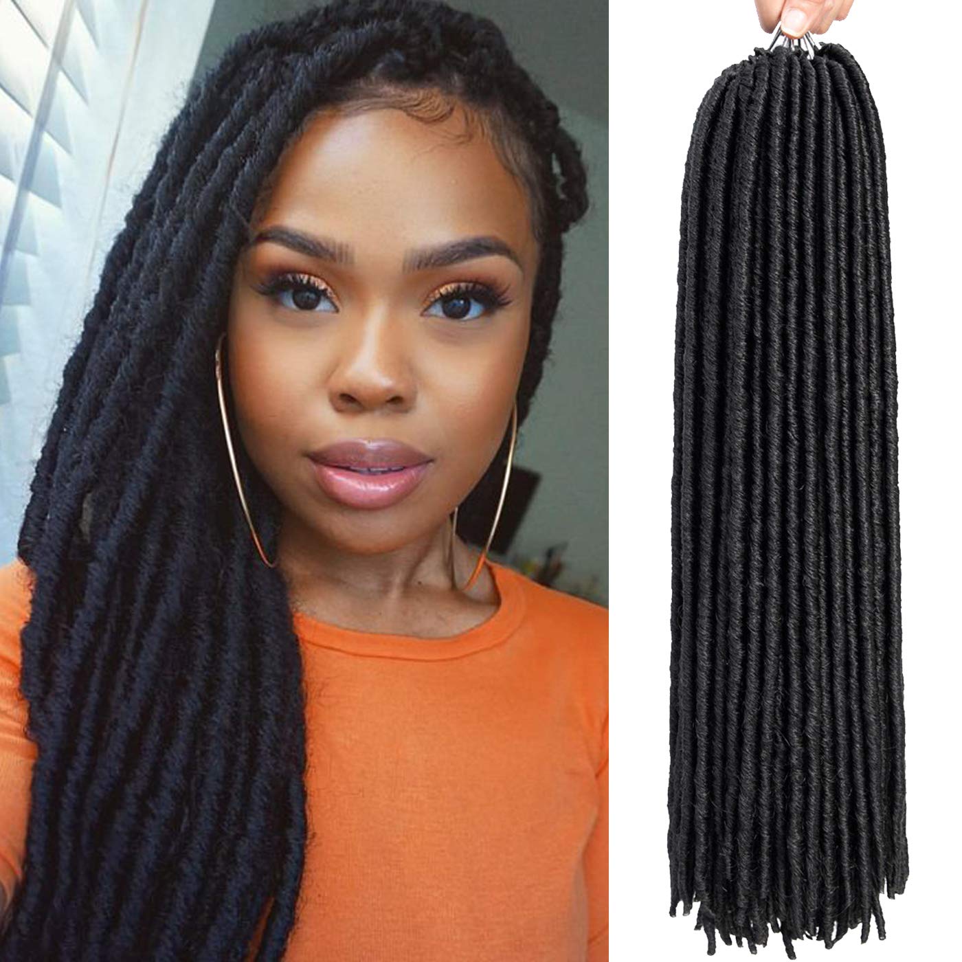 Karida 6pcs 18inch 18strands Goddess Faux Locs Crochet Hair Straight Goddess Locs Synthetic Hair Crochet Braids Bomba Dreadlocks Faux Locs Soul Hair