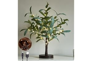 LITBLOOM Lighted Tabletop Olive Tree 18IN 50 LED Fairy Lights with Timer Battery Operated or USB Plug in Bonsai Tree for Wedding Christmas Spring Home Decoration