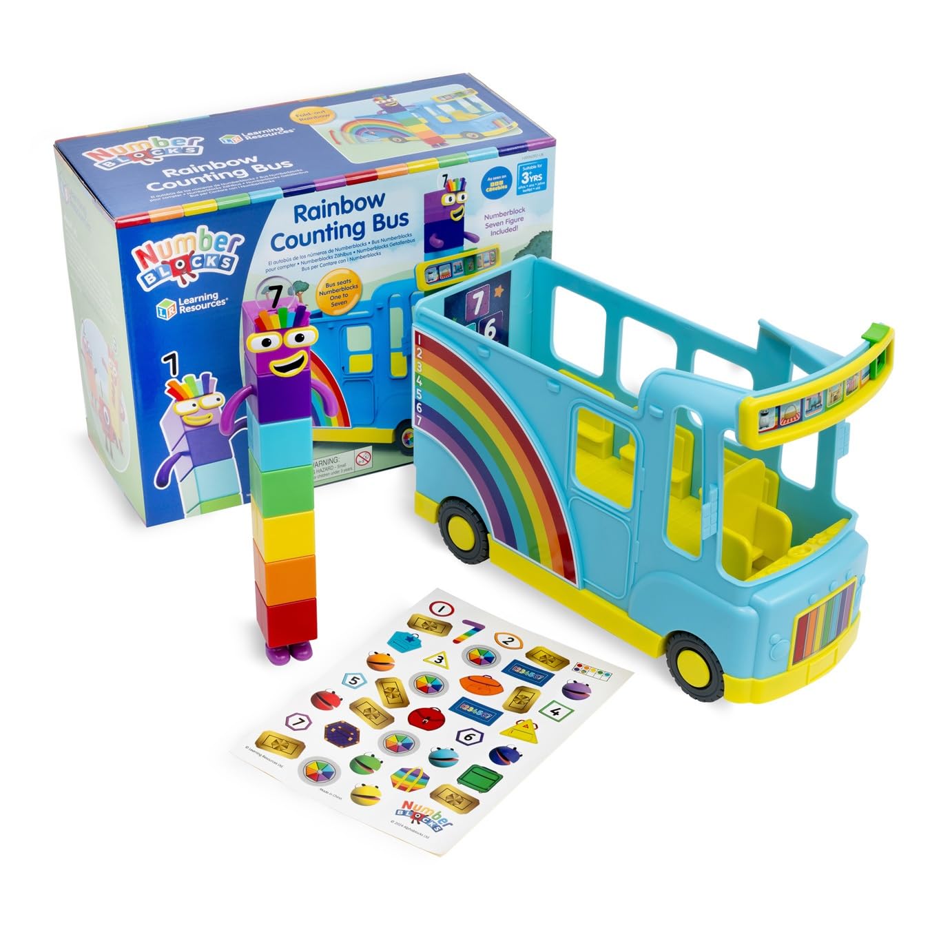 Learning Resources Numberblocks Rainbow Counting Bus, Ages 3+, Interactive Numberblocks Bus Toy Playset with Collectable Seven Figure Included, Plays 12 Songs and Sounds, CBeebies Toys