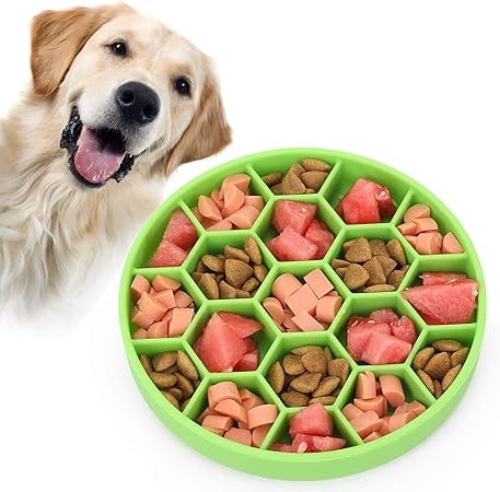 green slow feeder dog bowl