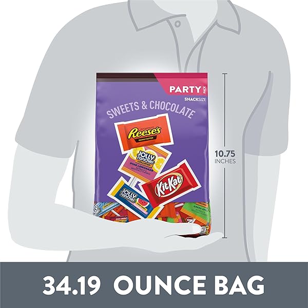 JOLLY RANCHER, KIT KAT AND REESE’S ASSORTED FLAVORED SNACK SIZE, CANDY PARTY PACK, 34.19 OZ