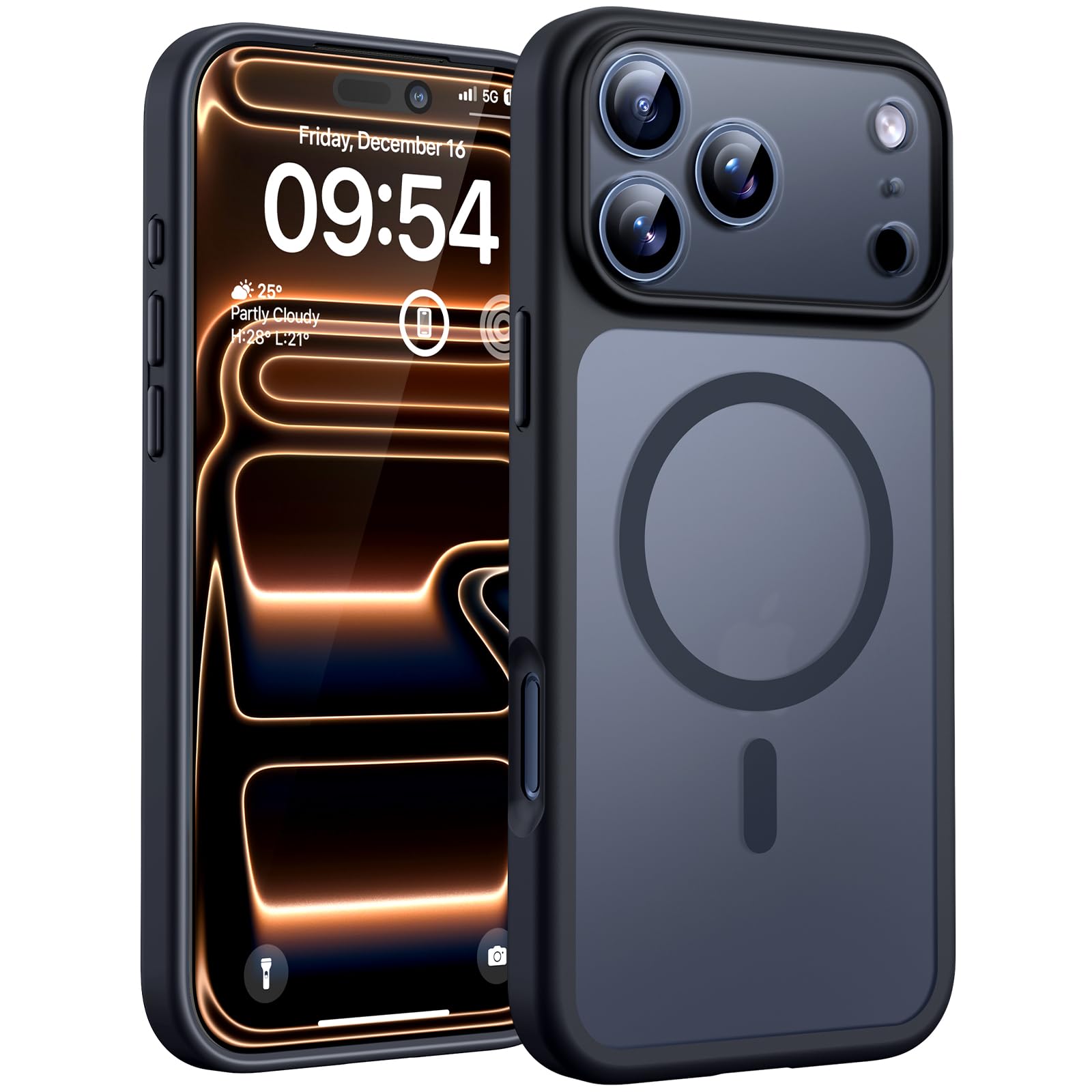 TOCOL for iPhone 17 Pro Max Case, Compatible with Magsafe, Full Camera Protection, Built-in Magnetic Ring, Translucent Matte Phone Case for iPhone 17 ProMax 6.9 inch (Black)