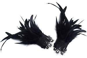 L'VOW Real Nature Feather Cuffs for Game Party Halloween Pack of 2