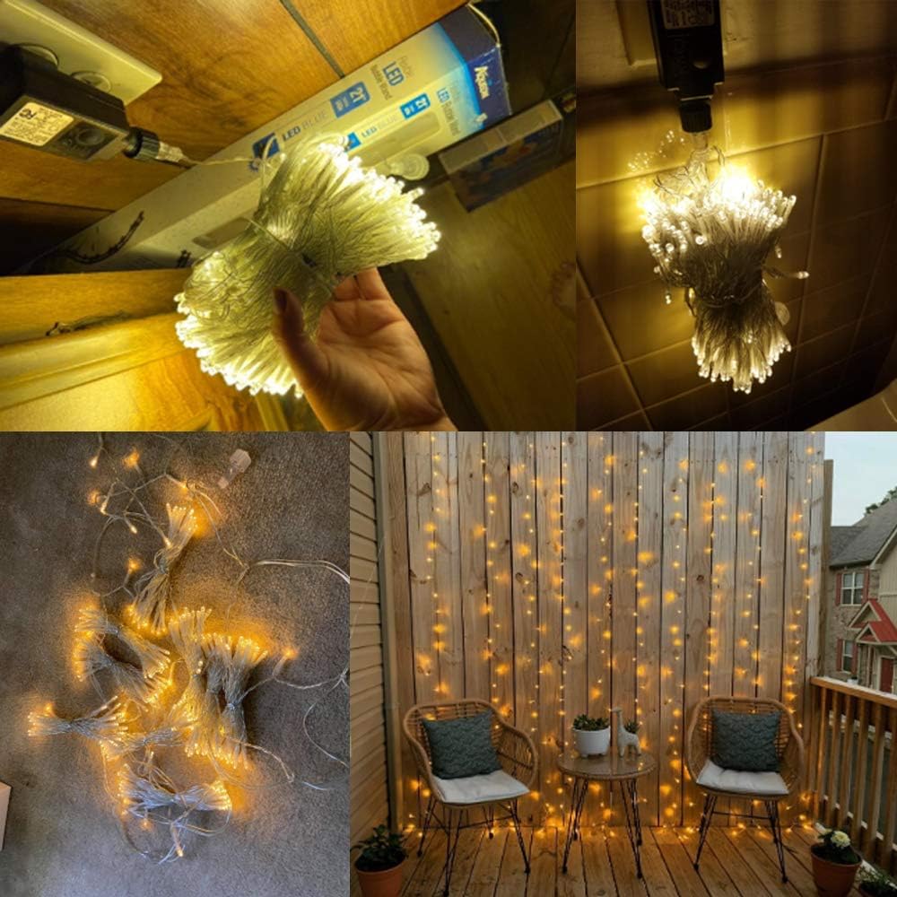 Magictec 300 LED Curtain String Light, 8 Lighting Modes Fairy Twinkle String Lights Wedding Party Home Garden Bedroom Outdoor Indoor Wall Decorations, Warm White: Home Improvement