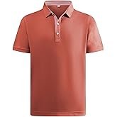 MUSCLEOUBA Mens Polo Shirts Performance Moisture Wicking Mens Golf Shirt Solid Color Short Sleeve Breathable Golf Shirts
