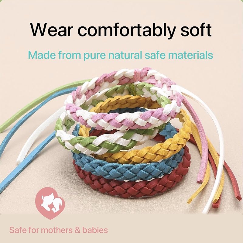 Pulsera repelente de mosquitos 10 unidades, de cuero ajustable libre de DEET, bandas naturales repelentes de insectos para adultos y niños, 350 horas de protección repelente de insectos