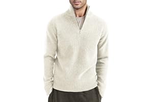 JMIERR Mens Quarter Zip Sweater Mock Neck Polo Polluver Lightweight Turtleneck Knit Sweaters for Men with Ribbed Edge