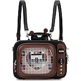 ENJOININ Retro TV Shaped Ita Bag Backpack Small Pin Display Purse with Inserts Cute Ita Crossbody Handbag for Enamel Pins Display