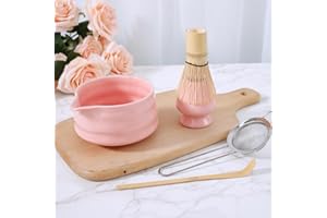 KNFFSAAJL Matcha Whisk Set Matcha Whisk Holder Bamboo Matcha Whisk and Bowl with Spout Matcha Sifter Spoon Matcha Tea Set Kit