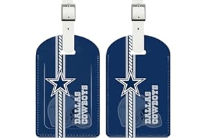 AYYQHC 2 Pack Leather Football Sport Fan Luggage Tag for Suitcase，Blue Design Travel Suitcase Tag with Privacy Flap Address Labels