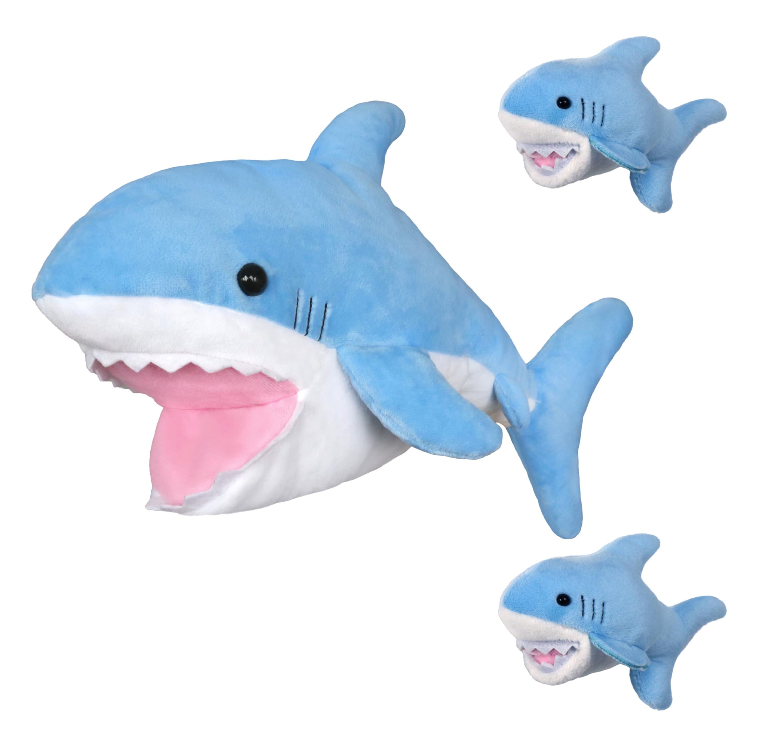 ICE KING BEAR Shark Mom and Baby Stuffed Animals Plush Toy Hand Puppet and Finger Puppet