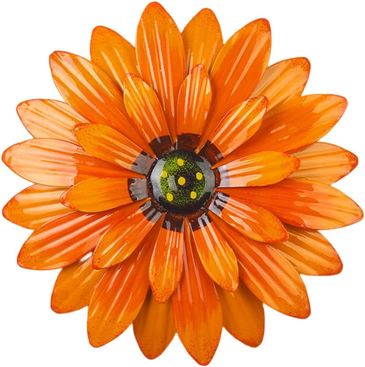 Plaques & Wall Art - Altsuceser Metal Flower Wall Art 3D Sunflower Decor, Multiple Layer Hanging Rustic Farmhouse Boho Style Decoration for Outdoor Indoor Home Garden Yard Fence Bedroom Bathroom Porch Hallway Orange