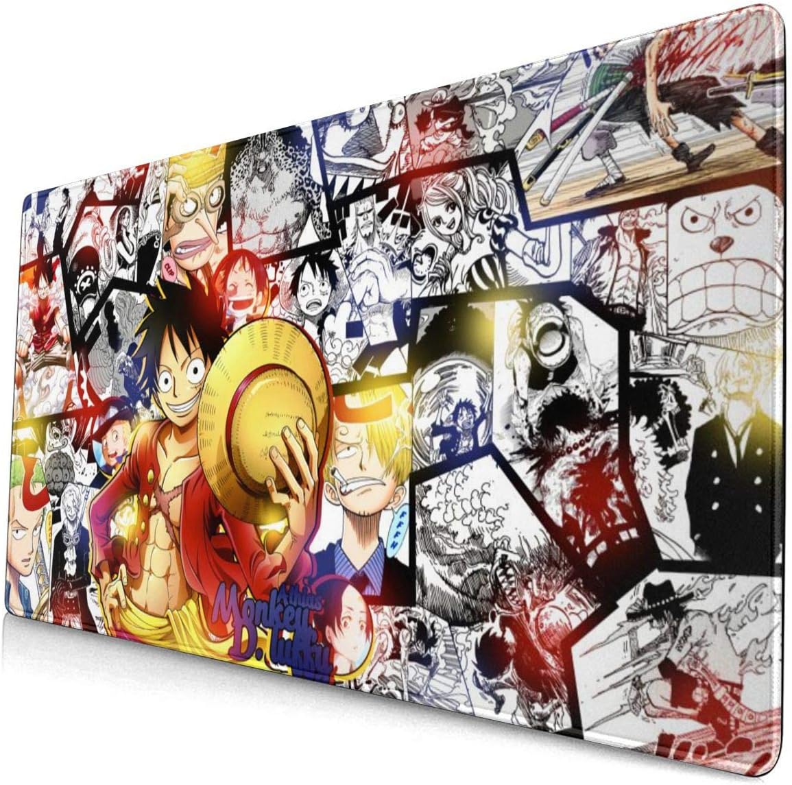 Large Extended Gaming Mouse Pad with Stitched Edge Durable Mousepad One Piece Popular Anime Monkey D. Luffy Keyboard Pad Non-Slip Desk Pad for Gaming Laptop Work Consoles